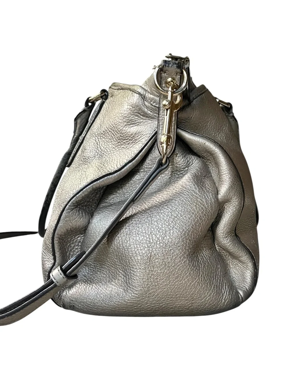 Coach Morgan Satchel Crossbody Bag in Soft Gold Pebbled Leather - Picture 5 of 14